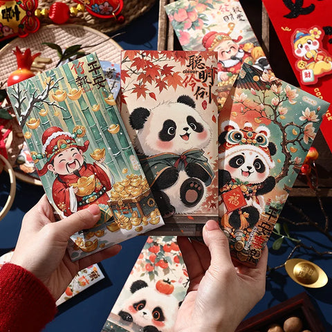 6Pcs/set Cartoon Panda Chinese New Year Redness Envelopes for Chinese Zodiacs Spring Festival Money Pockets Lunar New r New Year
