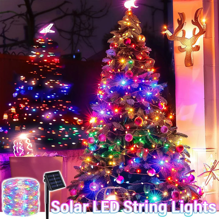 32m/22m/12m/7m IRILUCN Solar LED Light Outdoor Festoon Lamp Garden Light String Waterproof Christmas Garland Yard Decoration