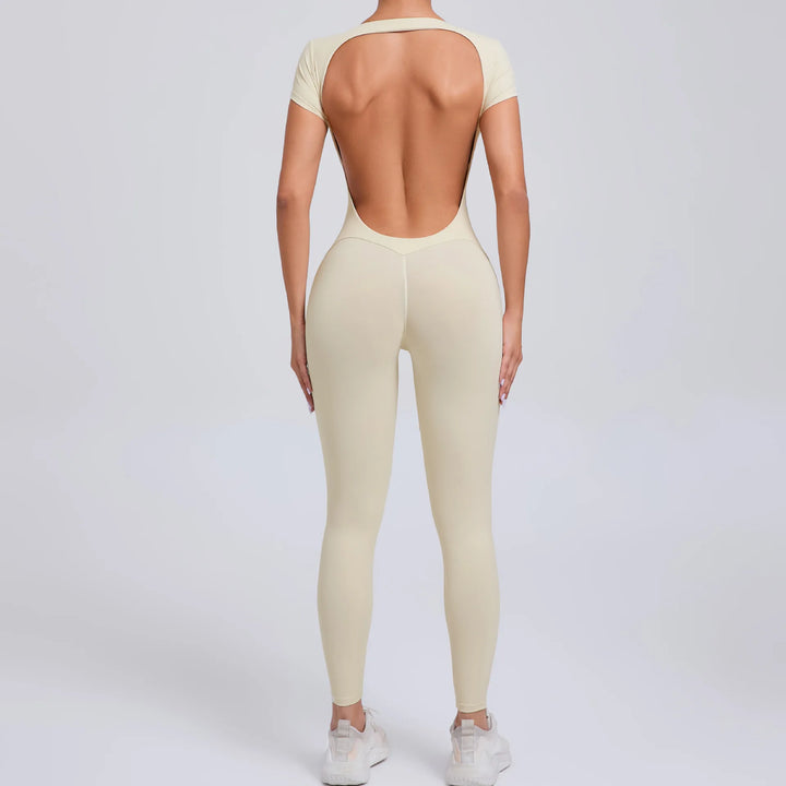 Yoga Set Sexy Backless One-piece Suit Female Rompers Quick Dry Yoga Clothing Workout Bodysuits Flared Sports Jumpsuit Women