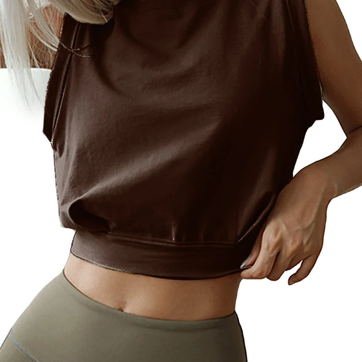 Crop Top Cotton Shirts for Women Cute Sleeveless Yoga Tops Running Gym Workout Shirts Casual Fitness Loose Female T-Shirt