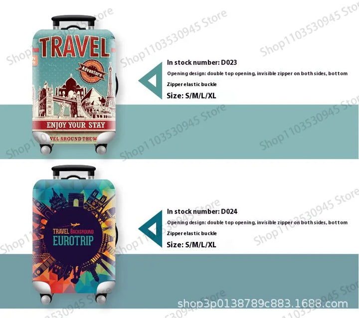 For18-32Inch Luggage Cover Elastic Suitcase Cover Full Body Print Suitcase Protective Case Suitcase Luggage Protector Dust Cover