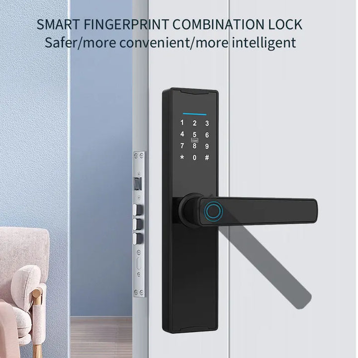 PHIPULO New Smart Door Lock With Tuya APP Digital Electronic Lock Smart Home Wooden Door Lock Biometric Fingerprint