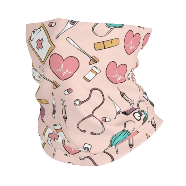 Custom Nursing Pattern Nurse Bandana Neck Gaiter for Ski Cycling Women Men Wrap Scarf Health Care Headband Warmer