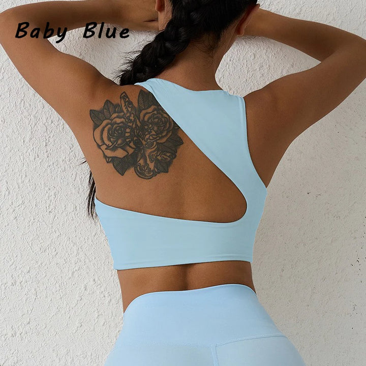 QINACTIVE  Sexy Backless Women Crop Top Fitness Solid Sports Bra Gym Shockproof Workout Yoga Tank Tops