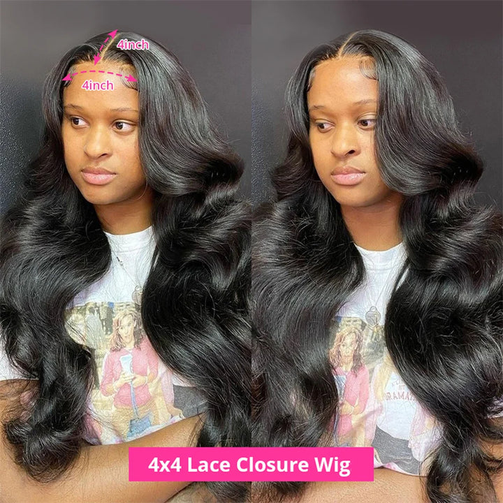 Human Hair Lace Wigs Remy Brazilian Transparent Body Wave 4x4 Lace Closure Wig 180% Density Cranberry Hair 4x4 Lace Front Wig