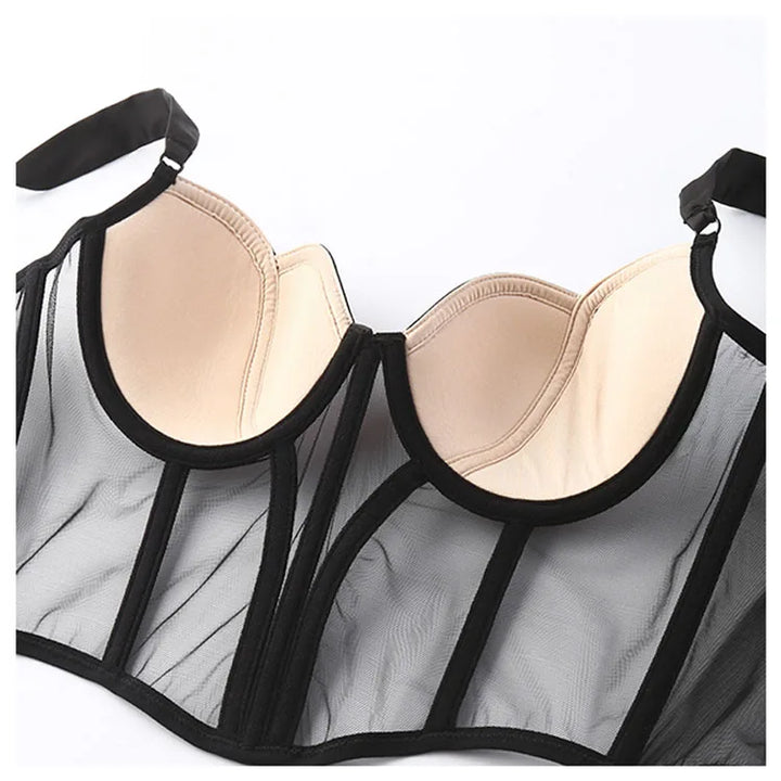 CINOON Women Push UpTransparent Lingerie New Sexy Shaper Bra Thin Beauty Back Underwear Female Fishbone Gauze Bralette