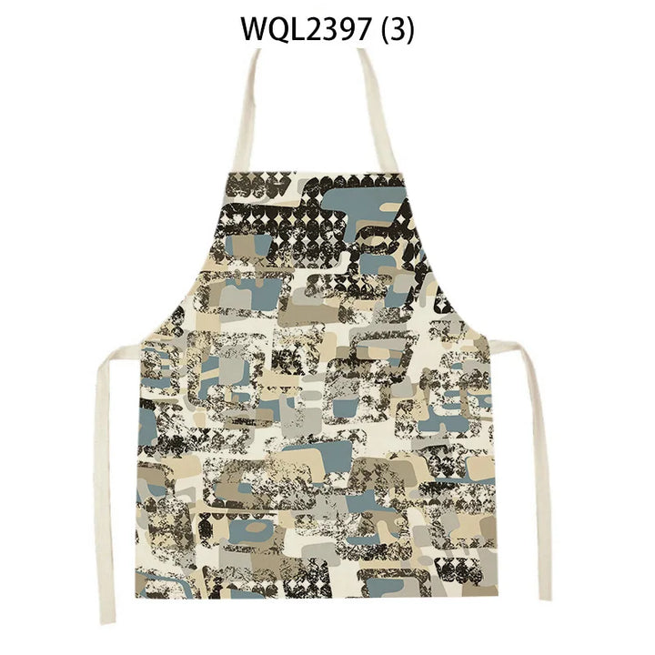 Irregular Geometric Linen Aprons for Women Sleeveless Smock Housework Home Apron Kitchen Baking Accessories Delantales
