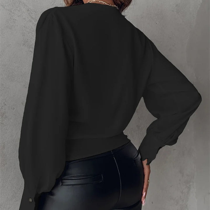 Sexy V Neck Long Sleeve Shirts Blouses Office Ladies Spring Summer Fashion Elegant Solid White Blouse For Women 2025 Female Tops