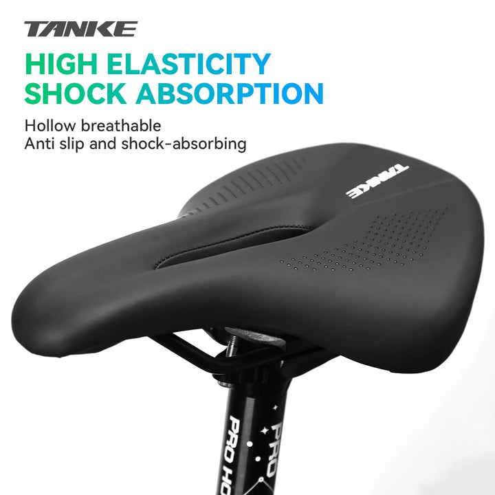 TANKE Hollow Breathable Bicycle Saddle Men Women MTB Road Bike Saddle Shock Absorbing Comfortable Big Butt Bike Seat Safety-PU