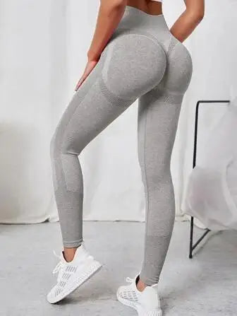 Women Seamless Solid Leggings Knit Slim Leggings High Waist Hip Liftting Fashion Elastic Fitness Yoga Tights Gym Workout Pants