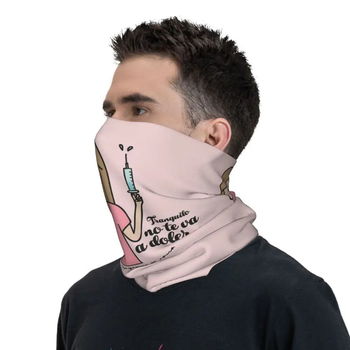 Custom Nursing Pattern Nurse Bandana Neck Gaiter for Ski Cycling Women Men Wrap Scarf Health Care Headband Warmer