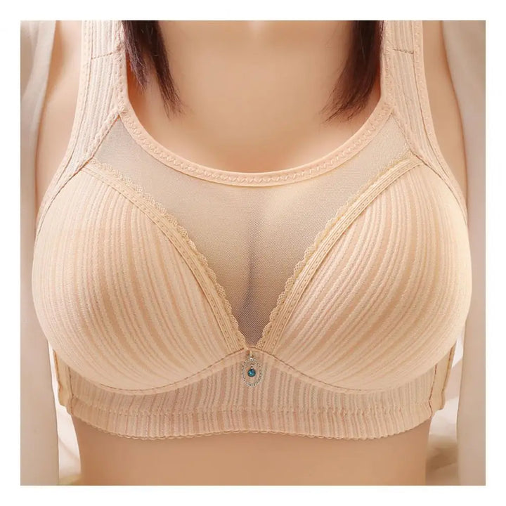 Women Knit Bra With Chest Pad No Steel Ring Seamless Breathable Underwear Wide Shoulder Strap Push-up Bra Sexy Sports Bra