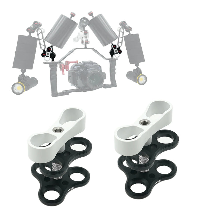 NiteScuba 2 Two Holes Clip Clamp Tripod Butterfly For Ball Head Mount Light Arm Bracket Connector Mount Adapter for Gopro Camera