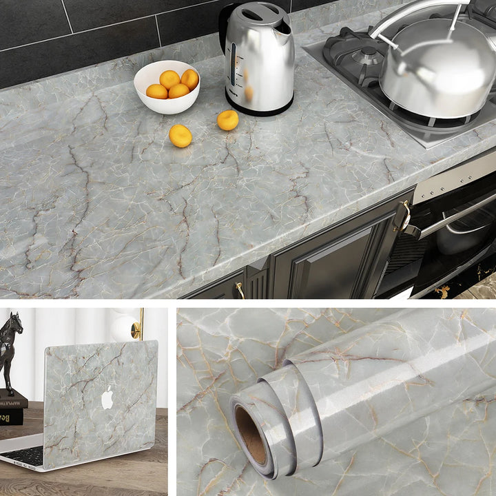 Kitchen Wall Stickers Vinyl Marble Self Adhesive Wallpaper DIY Heatproof Waterproof Contact Continuous Wallcovering Wall Decor