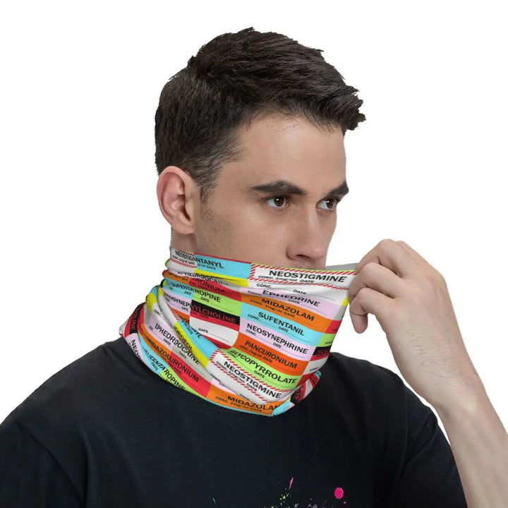 Custom Nursing Pattern Nurse Bandana Neck Gaiter for Ski Cycling Women Men Wrap Scarf Health Care Headband Warmer
