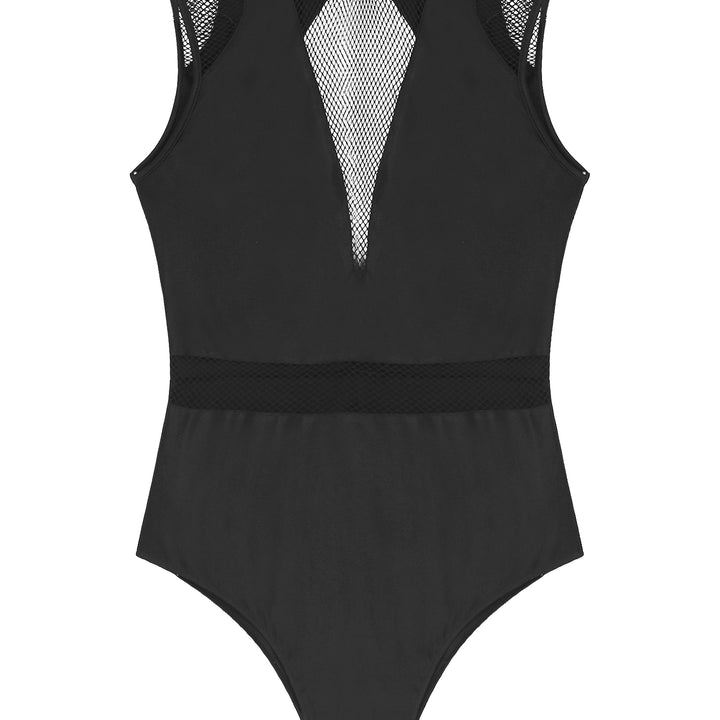 Ballet Dance Leotard Womens Adult Mesh Splice Gymnastics Bodysuit Dancewear One-Piece Backless Training Costume