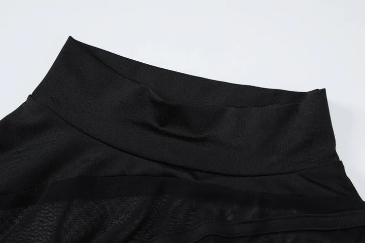 Women Sexy Sheer Mesh Bodysuit Street Clubwear Long Sleeve Turtleneck Patchwork Slim Fit Leotard Tops Fashion Bodysuits