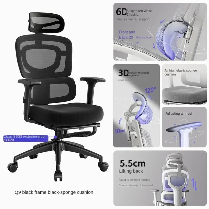 Comfortable Ergonomic Office Chair with Adjustable Height and Lumbar Support for Long Sitting Hours and Gaming