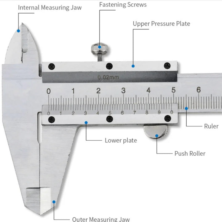 Stainless Steel Vernier Caliper 0-150mm Locking Screw Vernier Caliper Stainless Steel by BeBosLook