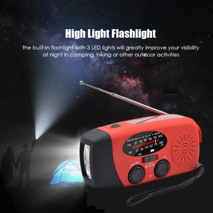 Emergency Hand Crank Radio with LED Flashlight FM AM WB NOAA Weather Radio 600mAh USB Charging Emergency Waterproof Camping