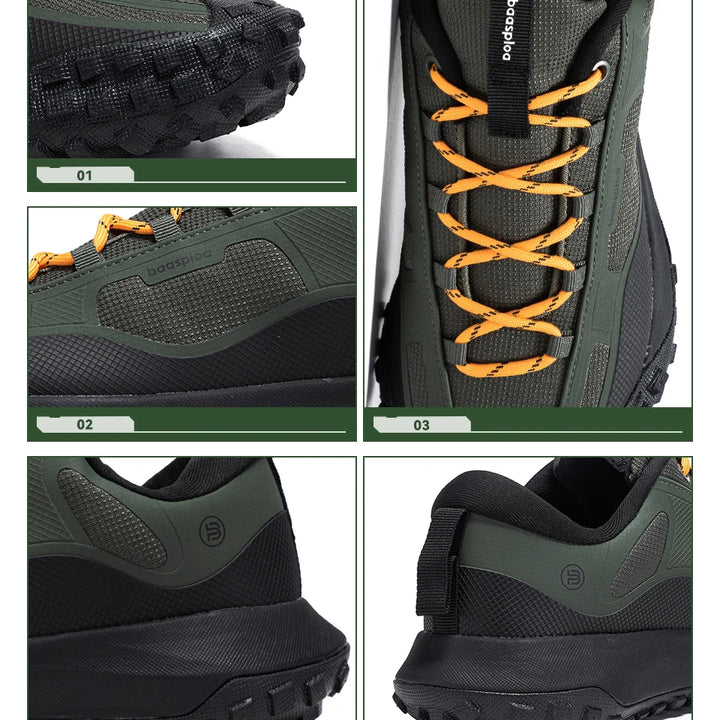 Baasploa New Men Hiking Shoes Anti Splash Water Outdoor Sneakers for Men Comfort Casual Sneakers Male Non-Slip Wear Resistant