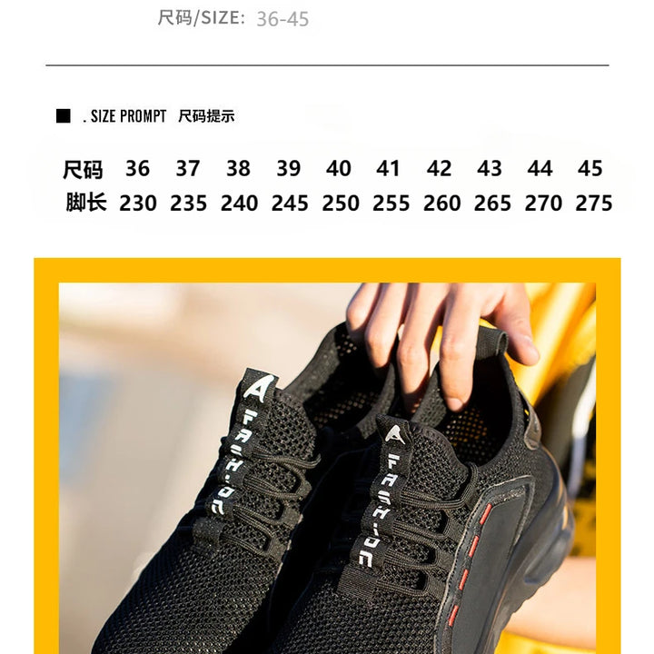 Work Sneakers Steel Toe Shoes Men Safety Shoes Puncture-Proof Work Shoes Boots Fashion Indestructible Footwear Security