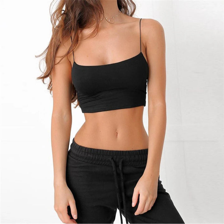 Sexy Spaghetti Strap Crop Tops Black Tank Top Women Summer Camis Backless Basic Camisole Casual Tube Top Sleeveless Cropped Vest