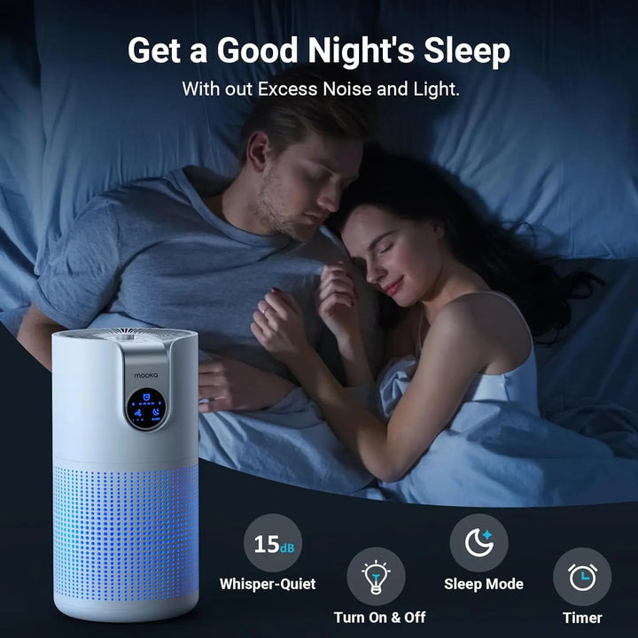 Air Purifiers for Home Large Room Up to 1500ft² with Aromatherapy,    HEPA Air Purifier Air Filter Cleaner  15dB, M03, White