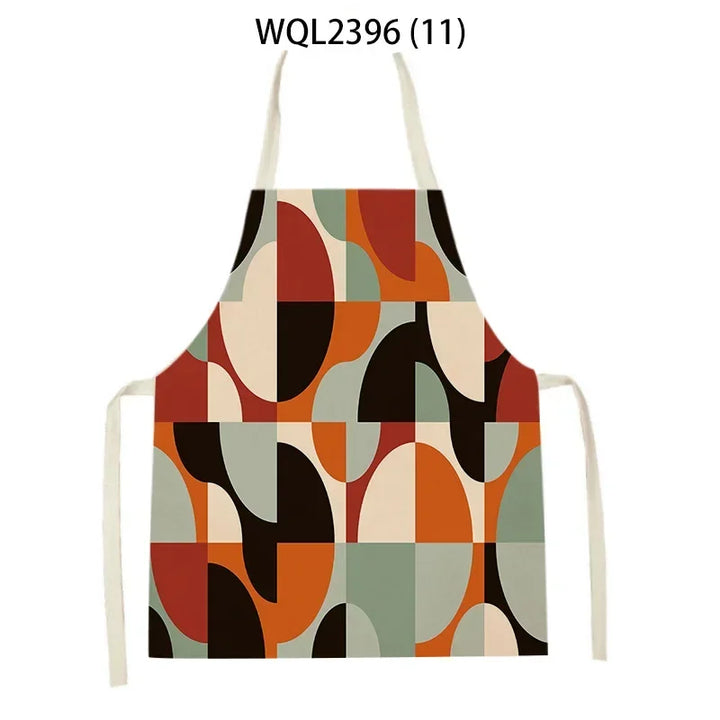 1 Piece Abstract Patchwork Home Kitchen Sleeveless Cleaning Halter Neck Apron Holiday Dinner Baking Cooking Accessories Bib