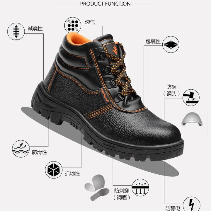 Men Safety Shoes Steel Toe Work Sneakers Indestructible Shoes Puncture-Proof Men Boots Water resistant Anti shock Non slip boots