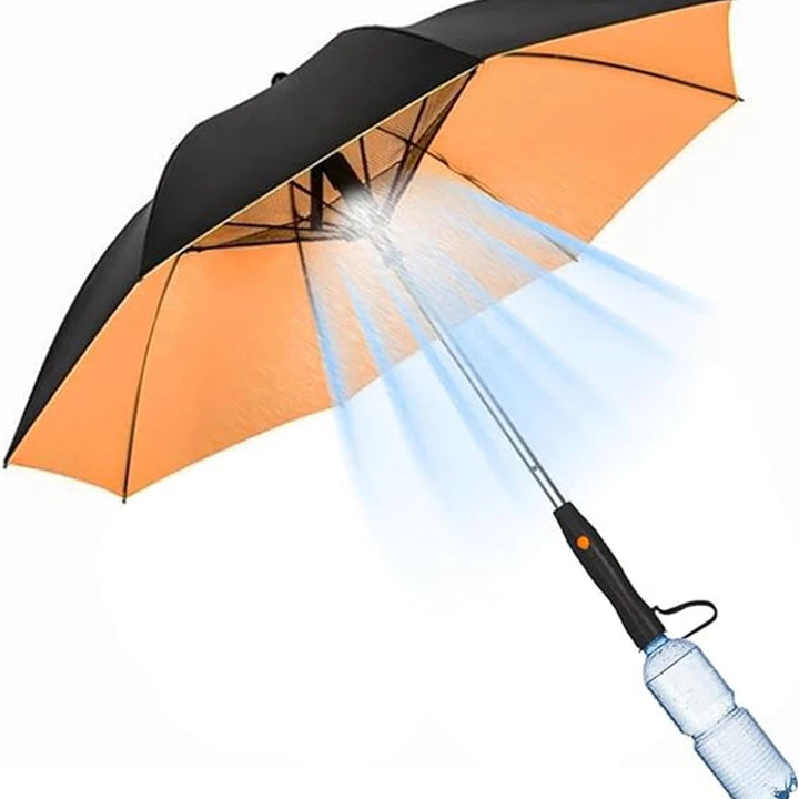 Golf Rain Umbrella Sun UV Protection Water Spray Cooling Fan Beach Umbrella Reinforced Rain Umbrella with Fan and Mister