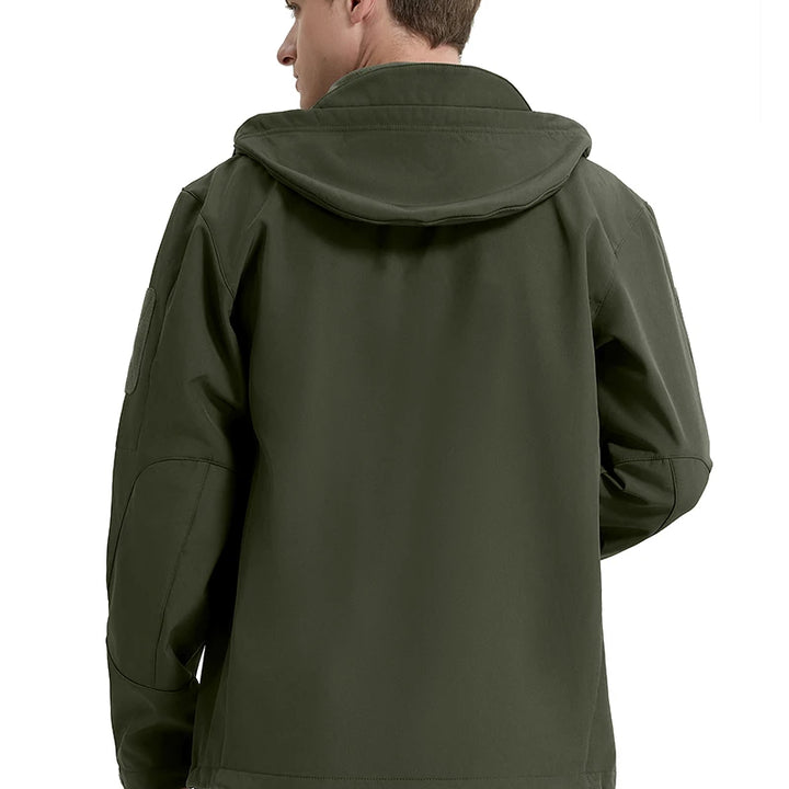 Men's Waterproof Softshell Tactical Jacket Winter Windproof Fleece Hoodie Jacket Outdoor Hiking Skiing Windbreaker Coat