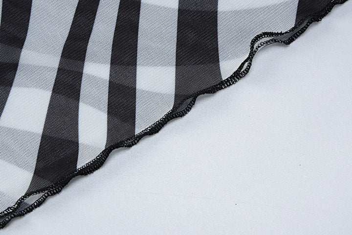 DGLUKE Zebra Long Beach Dress Cover-Up Sexy Transparent Mesh Maxi Dress Cut Out Bodycon Summer Holiday Vacation Dress Women 2024
