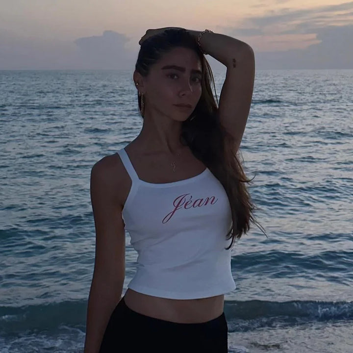 Lygens Letter Print Sleeveless Slim Camis Women'S Y2K Top Fashion Women Blouse 2023 Summer Autumn  Streetwear Casual Outfit