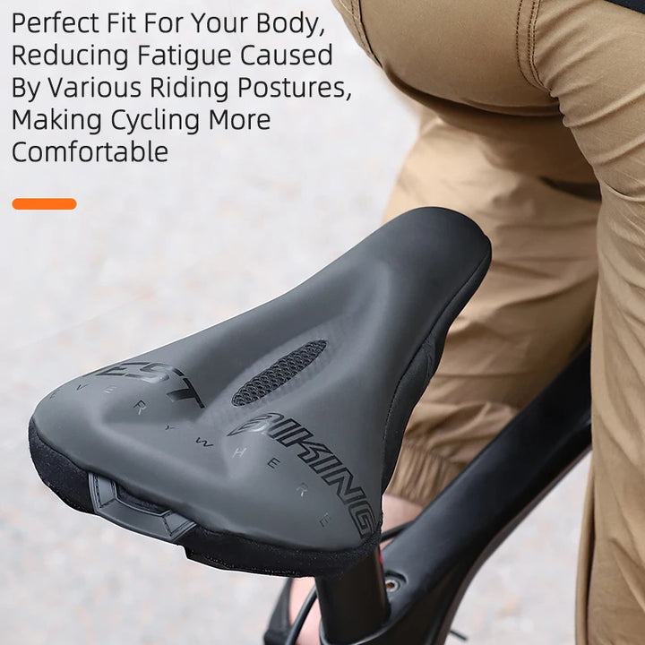 WEST BIKING Comfortable Bicycle Saddle Cover Breathable Rebound Silicone Foam Bike Seat Cover With Rain Cover Bike Accessories