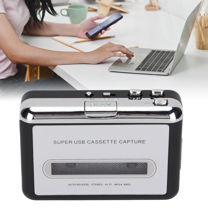 Tape to MP3 Converter Stereo 3.5mm Portable USB Cassette Player with Earphone for Laptop PC Portable Cassette Player