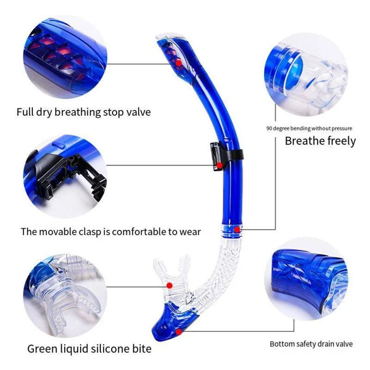 Fully dry diving snorkel equipment Adults Silicone breathing apparatus swimming waterproof snorkel Anti-wave breathing tube