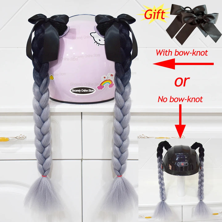 2pcs/pair New Motorcycle Helmet Braids Woman Braids Wig For Motorbike Helmets 164 colors Twist Dual Pigtail Ponytail With Sucker