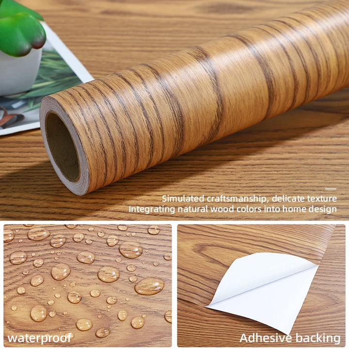 Wooden texture contact paper,peeling pasting wallpaper,renovating furniture,self-adhesive detachable Chinese wood grain stickers