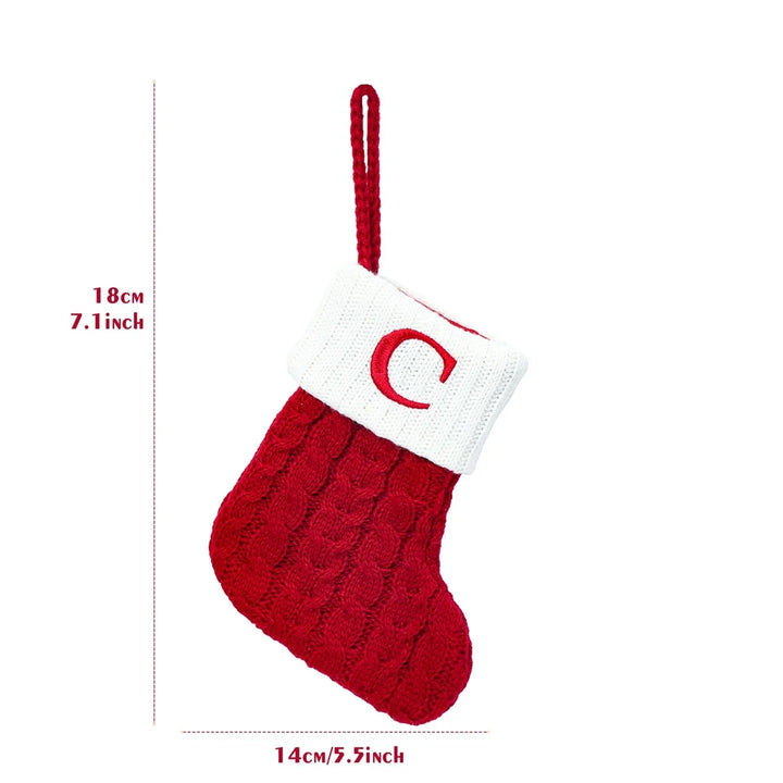 Xmas 2024 Decor Christmas Socks Knitting Snowflake Letter Stocking Christmas Tree Decoration Home 2025 New Year Ornament Gift