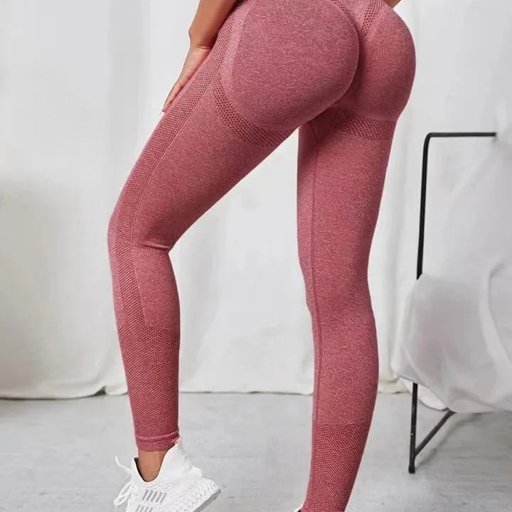 Women Seamless Solid Leggings Knit Slim Leggings High Waist Hip Liftting Fashion Elastic Fitness Yoga Tights Gym Workout Pants