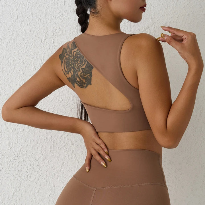 QINACTIVE  Sexy Backless Women Crop Top Fitness Solid Sports Bra Gym Shockproof Workout Yoga Tank Tops