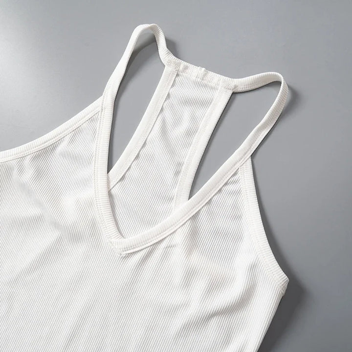 Abrini Sleeveless V Neck Ribbed Tank Top Spring Summer 2025 Women Clothes Casual Basic Top Black White Gray Camisloe Wholesale