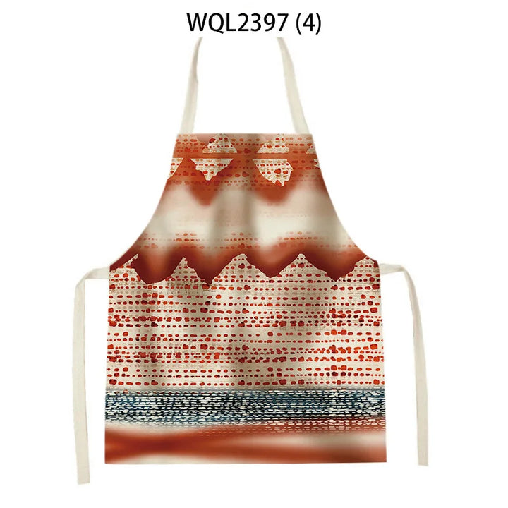 Irregular Geometric Linen Aprons for Women Sleeveless Smock Housework Home Apron Kitchen Baking Accessories Delantales