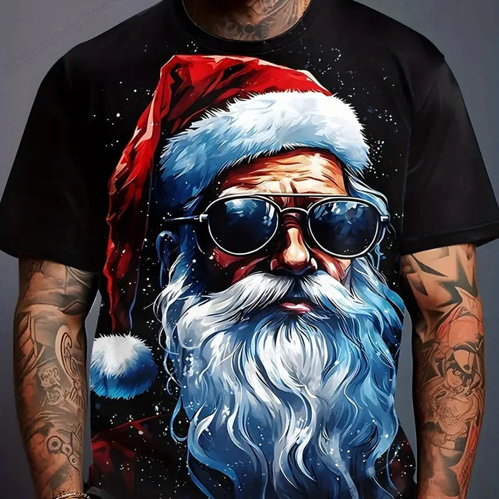 Funny Santa Claus 3d Print Tshirt Men Women Fashion T-shirt Christmas Graphic T Shirt Short Sleeve Tops Tees Summer Top New Year