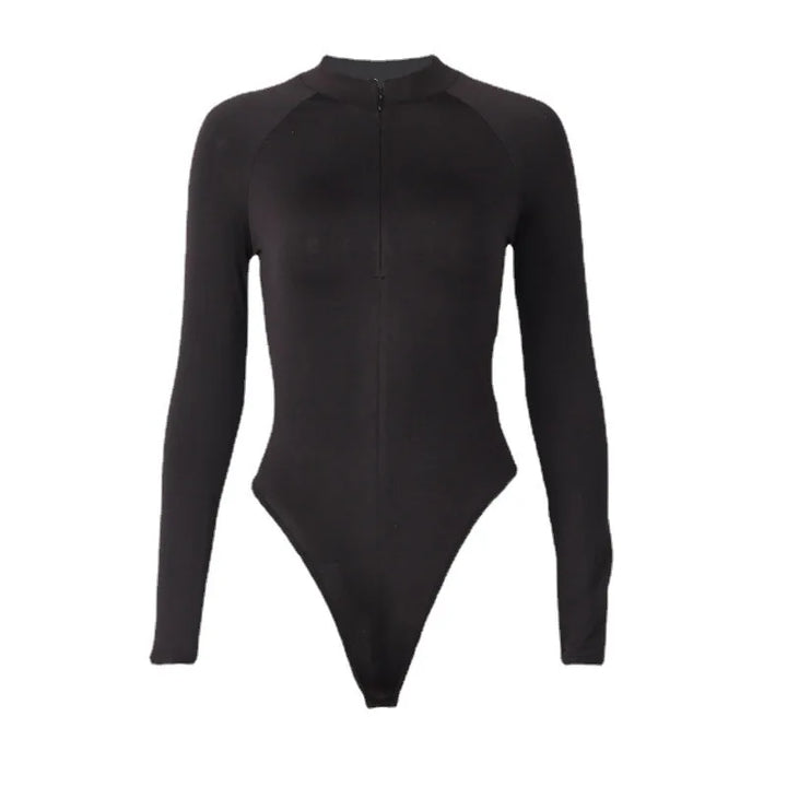 Sexy Long Sleeve Bodysuits Women Body Streetwear Sheath Crotch Basic Solid Overall Top Forefair Slim Goth Ropa Bodycon one-piece