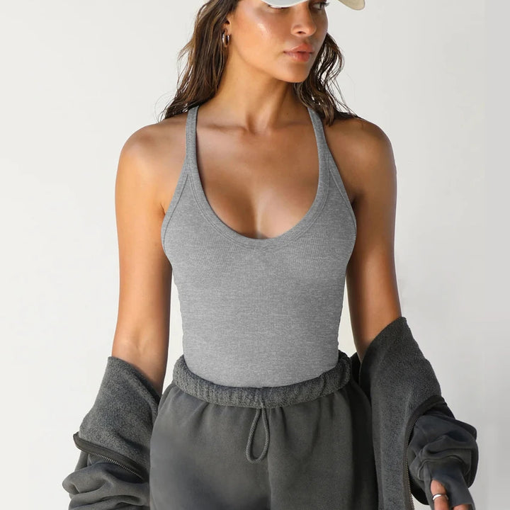 Women Bottoming Shirt Basic Elastic Tank Tops Solid O-neck T-shirt Female Knitted Short Slim Sleeveless Shirt Tank Casual Tops
