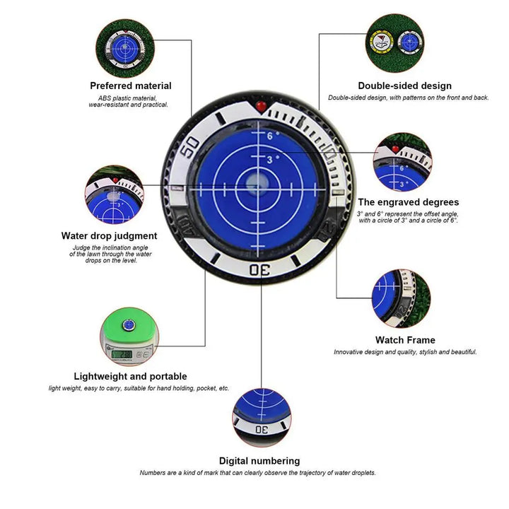 Golf Green Slope Reader Golf Hat Clip Ball Marker With High Precision Poker Chip Style Bubble Level Golf Accessories For Men