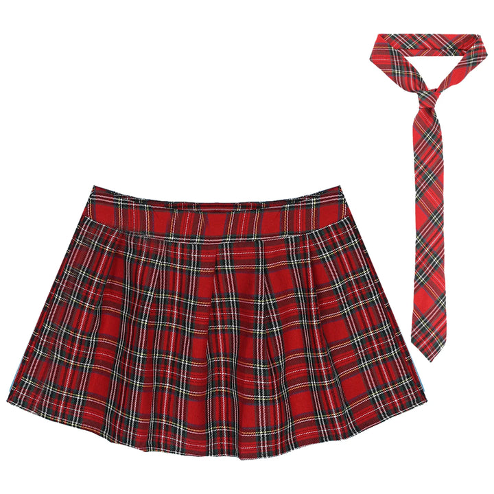 High Waist Plaid Pleated Skirt With Necktie Sexy Club Outfits for Women Summer Party Harajuku E Girl Preppy A-line Mini Skirts