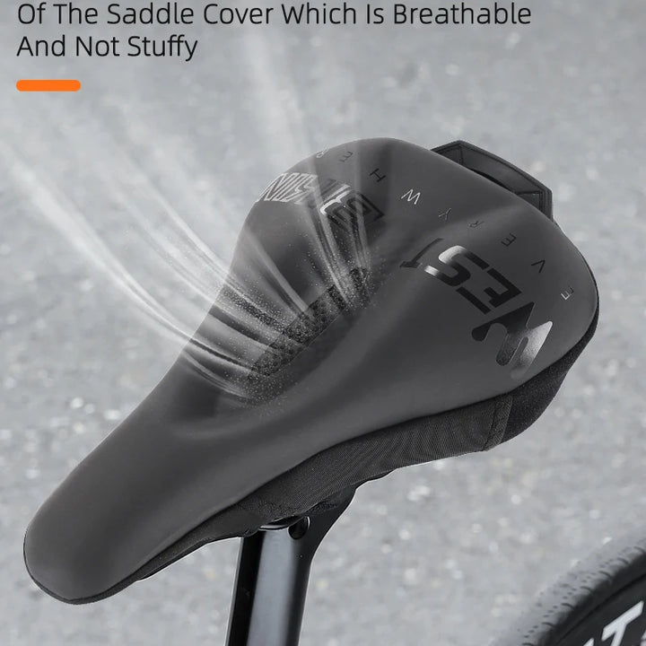 WEST BIKING Comfortable Bicycle Saddle Cover Breathable Rebound Silicone Foam Bike Seat Cover With Rain Cover Bike Accessories